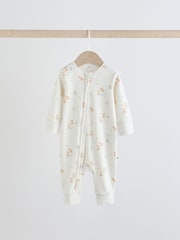 Cream Hamish Two Way Zip Baby Sleepsuits 3 Pack (0mths-3yrs) - Image 4 of 12