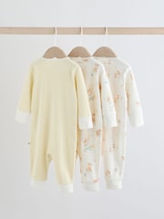 Cream Hamish Two Way Zip Baby Sleepsuits 3 Pack (0mths-3yrs) - Image 6 of 12