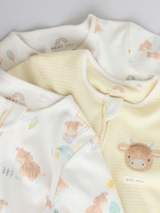 Cream Hamish Two Way Zip Baby Sleepsuits 3 Pack (0mths-3yrs) - Image 9 of 12