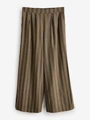 Khaki Green Striped Wide Leg Trousers - Image 1 of 1