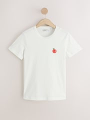 White Graphic Fruit Beaded - Essential Kurzarm-T-Shirt aus reiner Baumwolle mit Rundhalsausschnitt - Bild 6 von 8