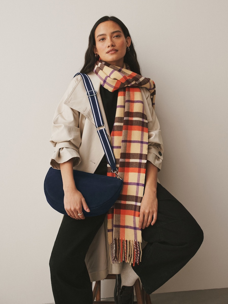 Navy Leather Sling Cross-Body Bag - Image 1 of 9