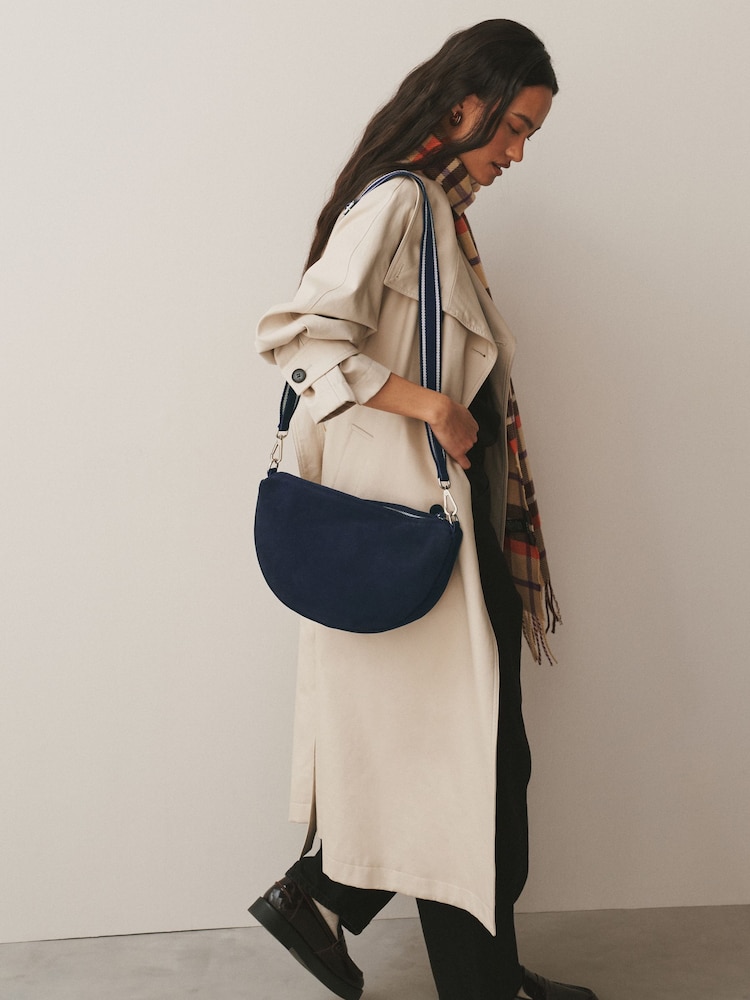 Navy Leather Sling Cross-Body Bag - Image 2 of 9