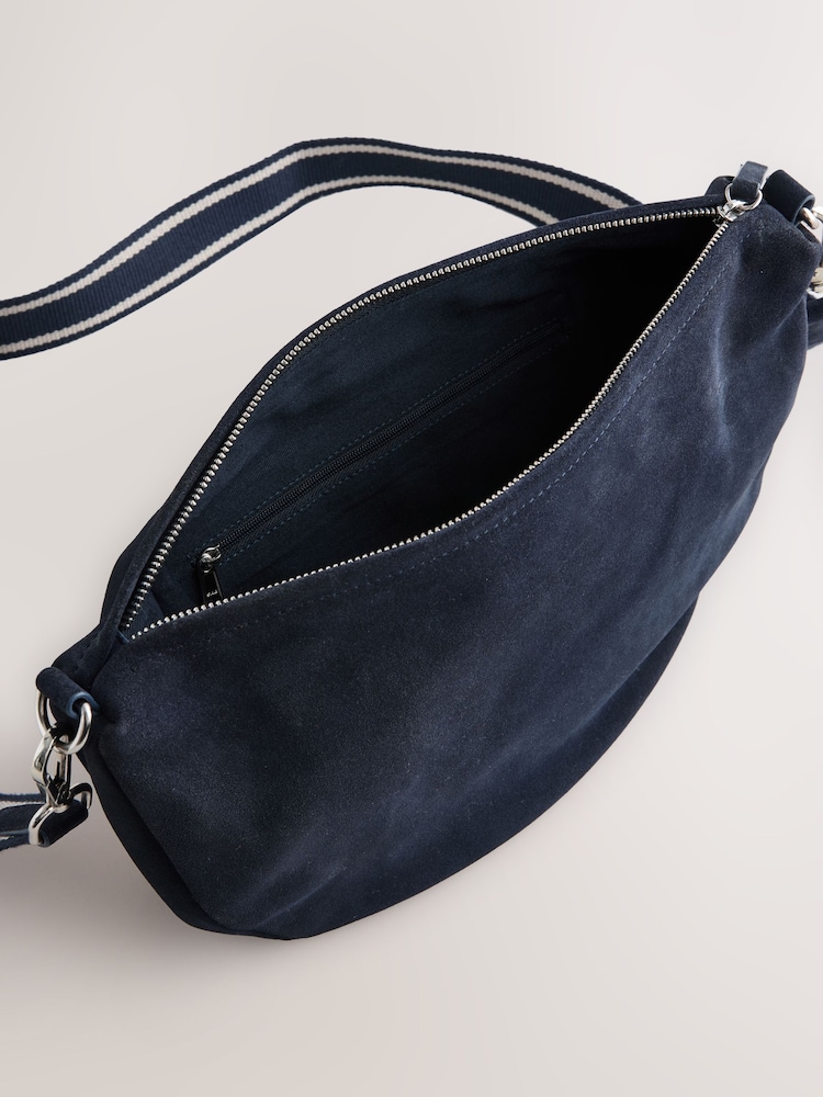 Navy Leather Sling Cross-Body Bag - Image 9 of 9