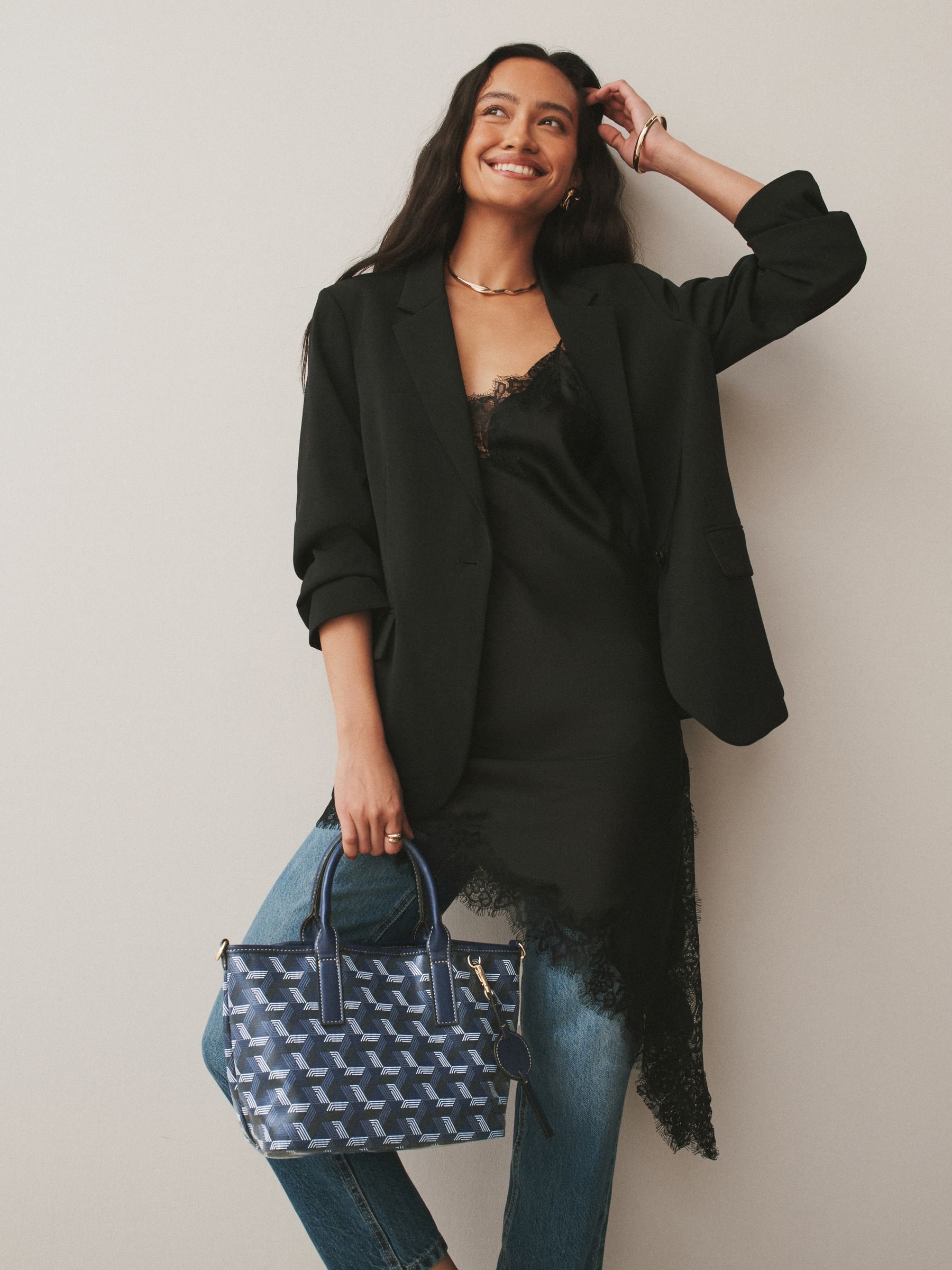 Buy Navy Geometric Print Cross-Body Bag from Next Canada