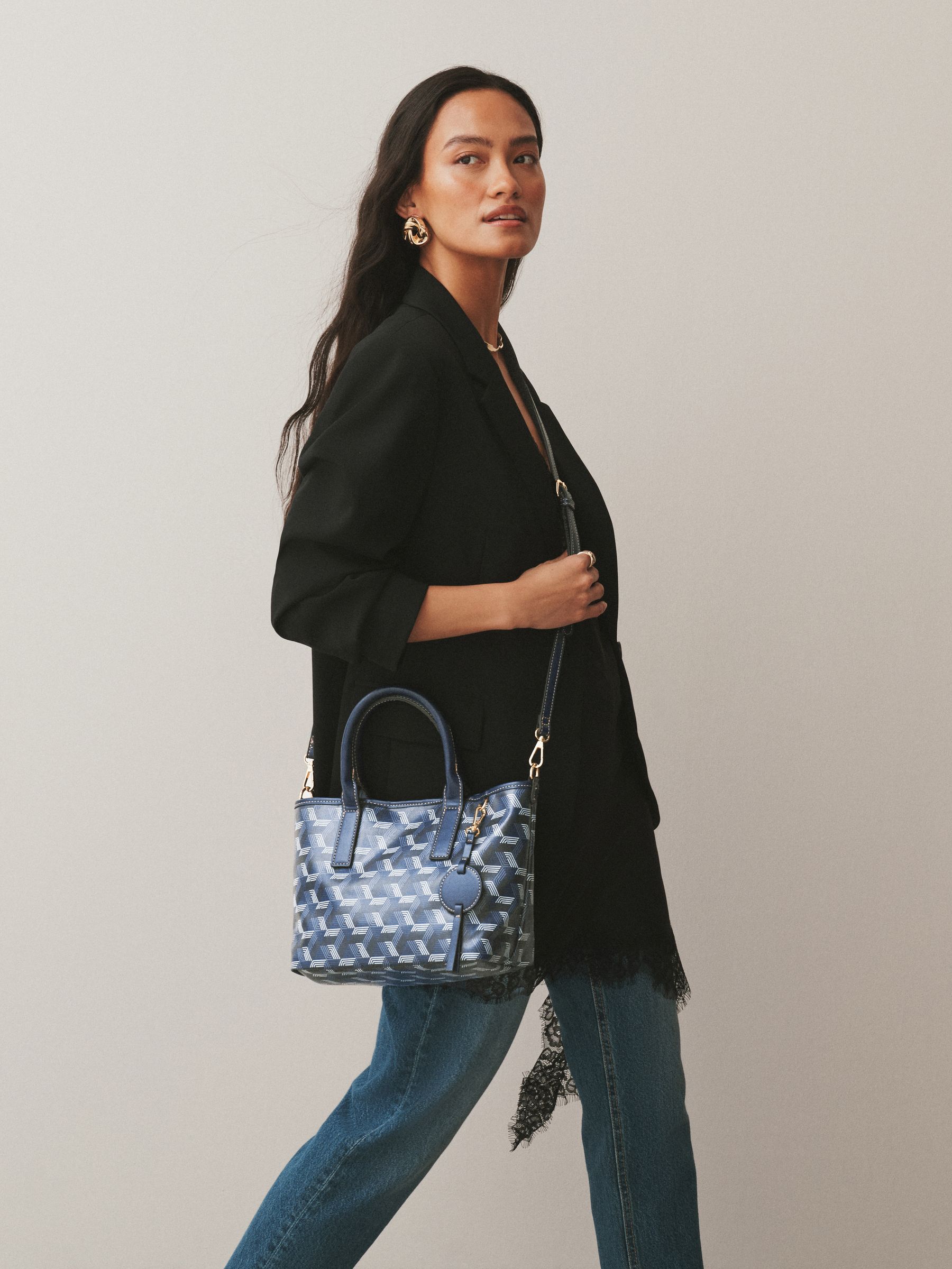 Buy Navy Geometric Print Cross-Body Bag from Next Canada