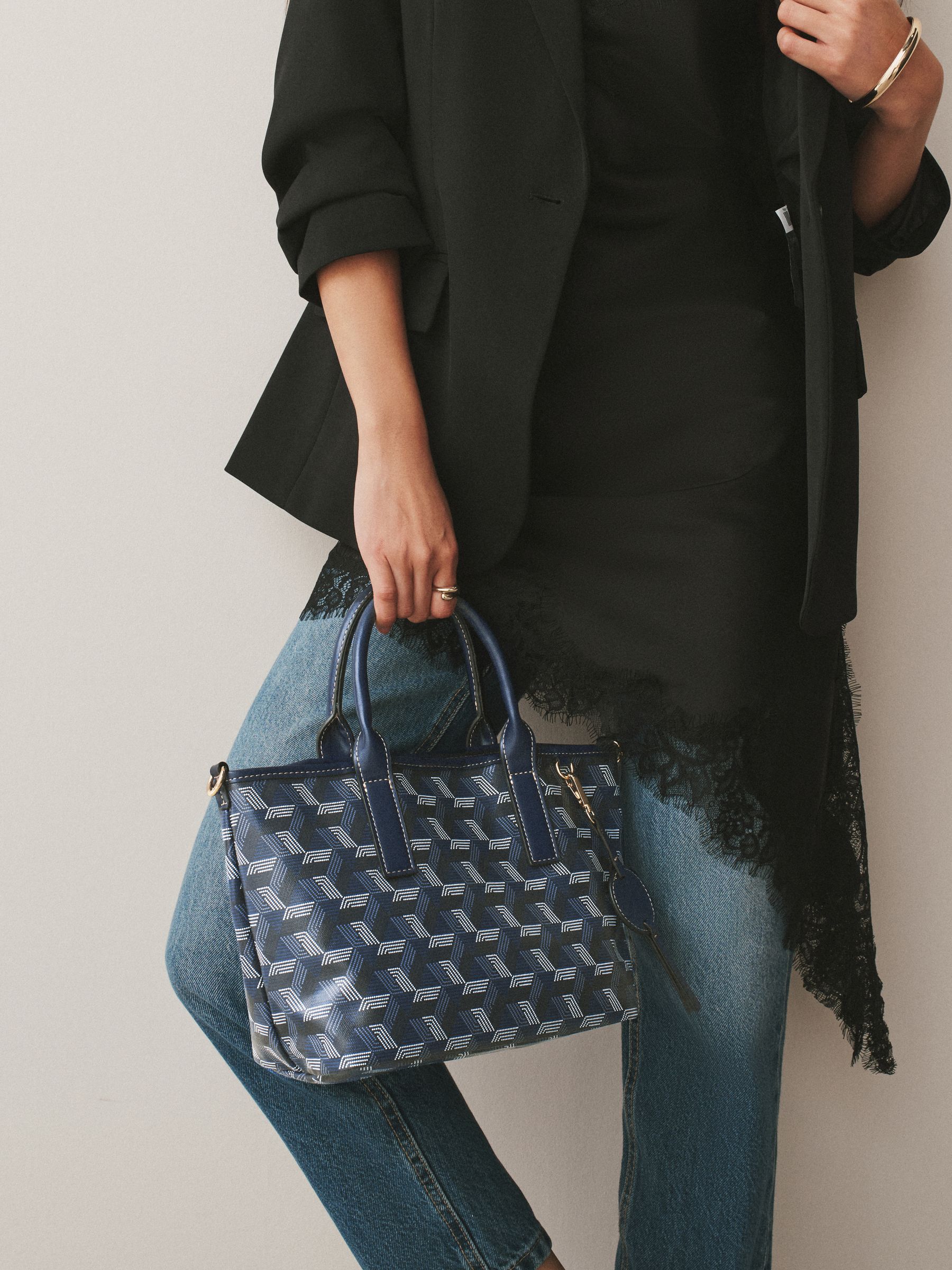 Buy Navy Geometric Print Cross-Body Bag from Next Canada
