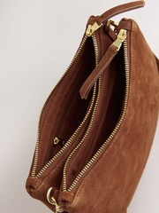 Tan Brown Scoop Leather Crossbody Bag - Image 8 of 10