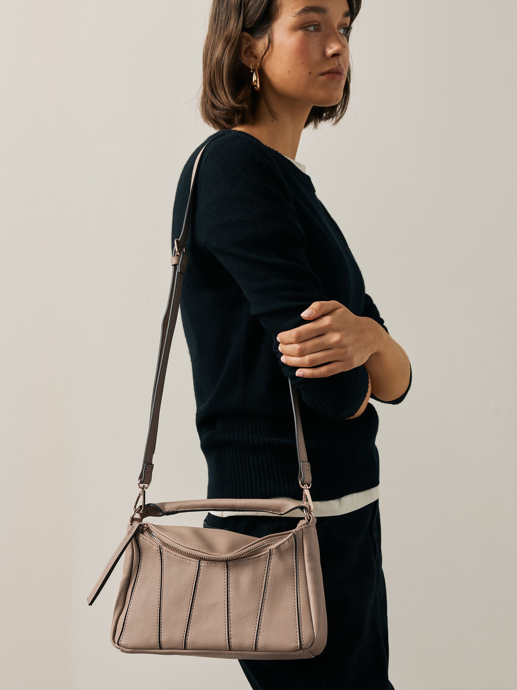 Buy Taupe Brown Panel Cross-Body Bag from Next USA