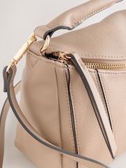 Taupe Brown Panel Cross-Body Bag - Image 7 of 8