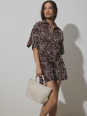 Ecru Leather Weave Cross-Body Bag - Image 3 of 5