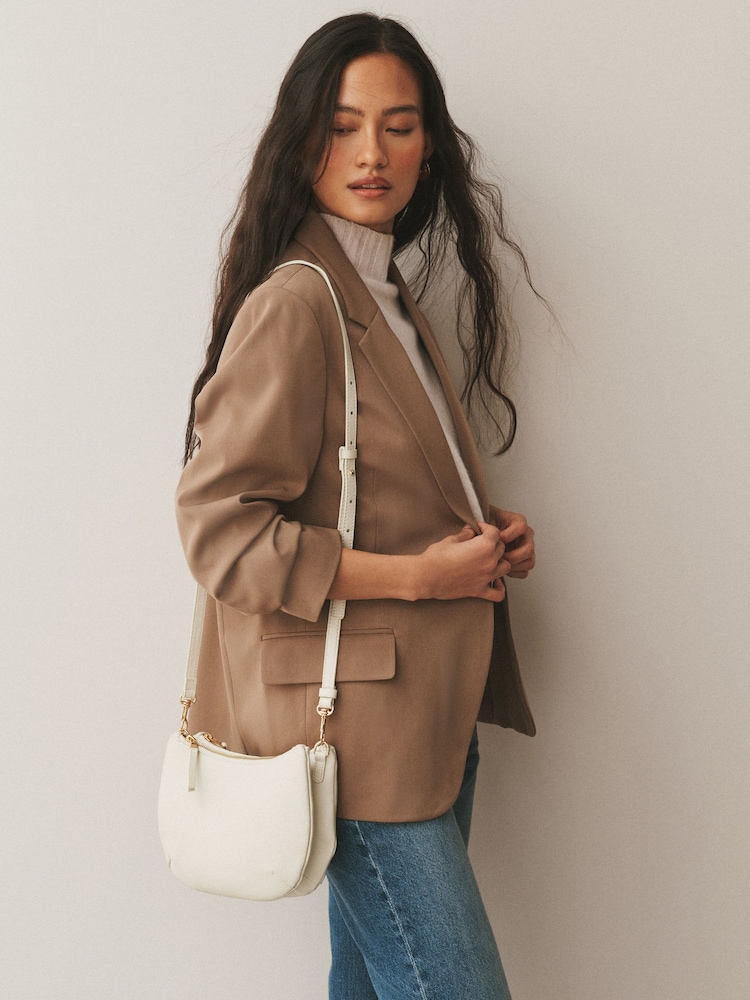 White Scoop Leather Crossbody Bag - Image 1 of 10