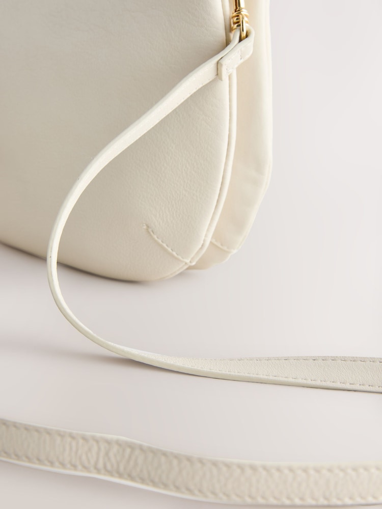 White Scoop Leather Crossbody Bag - Image 10 of 10