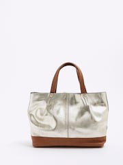 River Island Gold Metallic Shopper Bag - Image 1 of 6