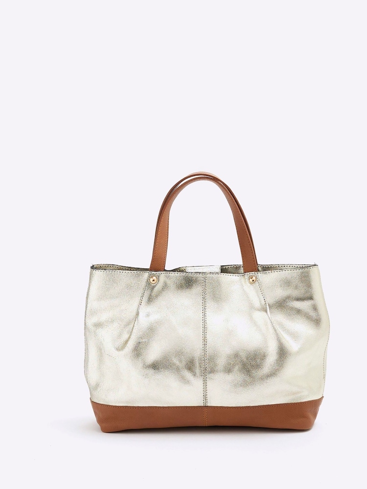 River Island Gold Metallic Shopper Bag - Image 2 of 6