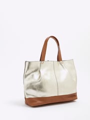 River Island Gold Metallic Shopper Bag - Image 3 of 6