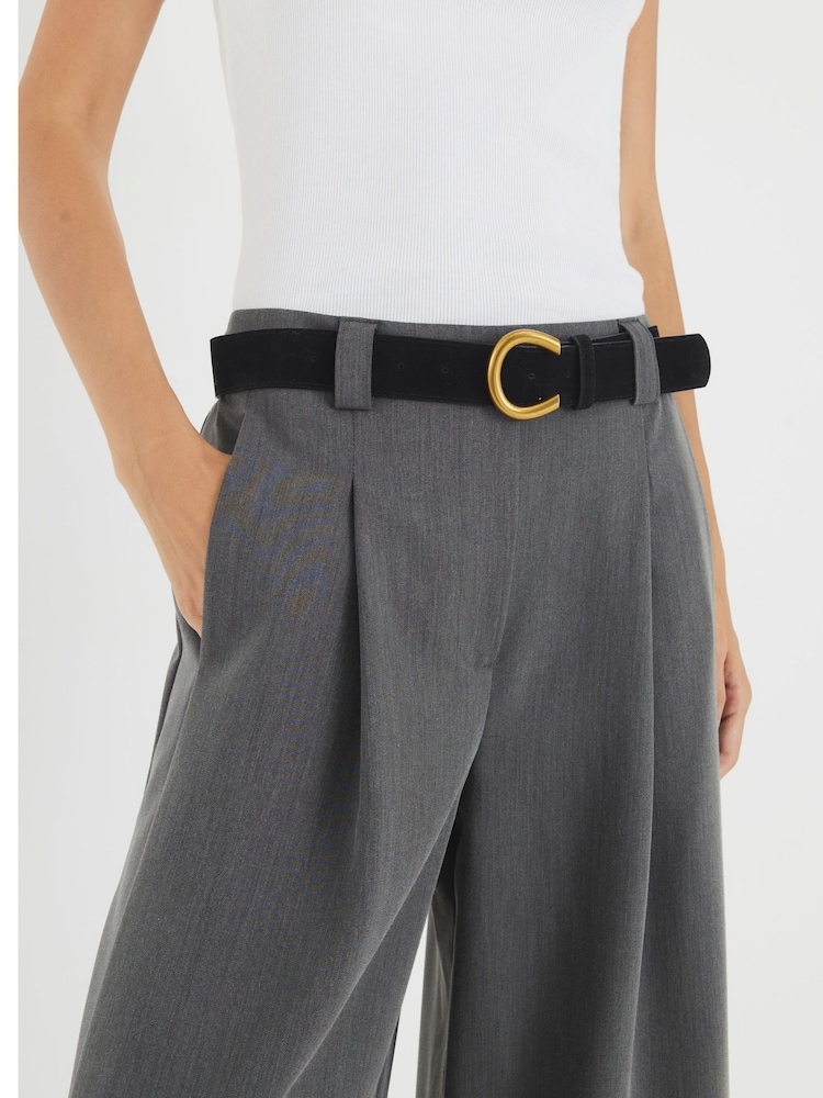 River Island Grey Easy Belted Wide Leg Trousers - Image 4 of 4