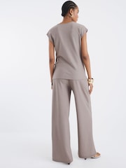 River Island Brown Beige Drawstring Pinstripe Trousers Set - Image 3 of 4
