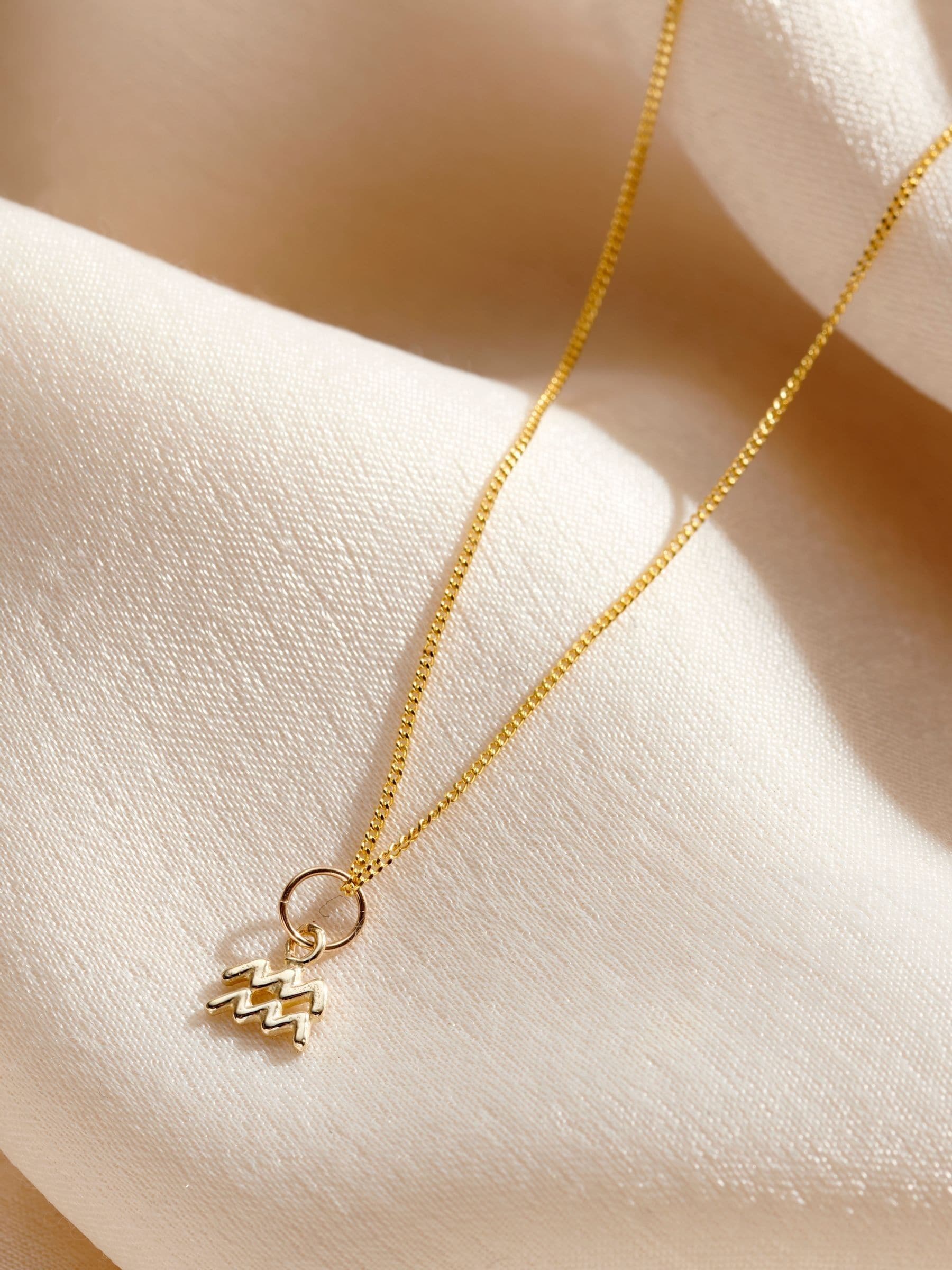 Posh Totty Designs Personalised Gold 9ct Zodiac Charm Necklace