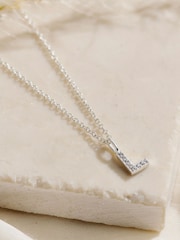 Posh Totty Designs Silver Tone CZ Initial letter Necklace - Image 1 of 5