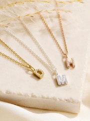 Posh Totty Designs Silver Tone CZ Initial letter Necklace - Image 2 of 5