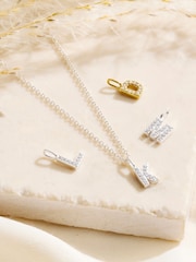 Posh Totty Designs Silver Tone CZ Initial letter Necklace - Image 3 of 5