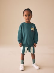 Dark Green Crew Neck Sweatshirt and Shorts Set (3mths-7yrs) (3mths-7yrs) - Image 1 of 10