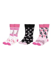 Peers Hardy Pink Barbie Print Socks 3 Pack - Image 1 of 6