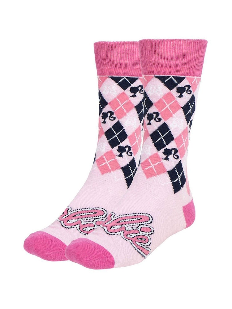 Peers Hardy Pink Barbie Print Socks 3 Pack - Image 2 of 6