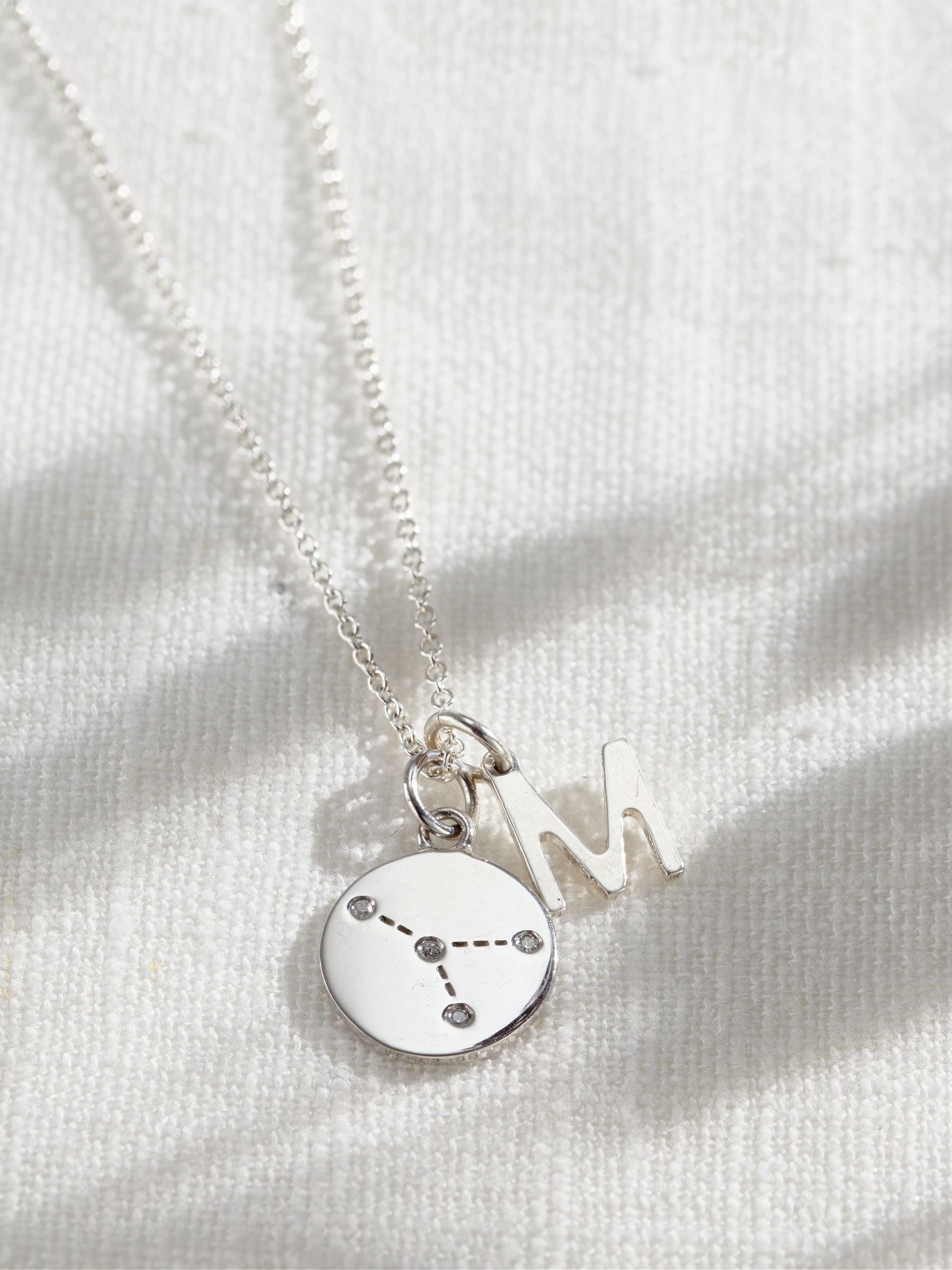 Posh Totty Designs Silver Tone Constellation Crystal & Initial Necklace