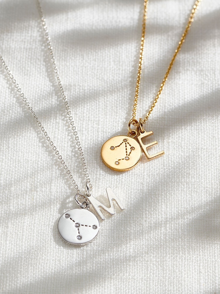 Posh Totty Designs Silver Tone Constellation Crystal & Initial Necklace - Image 2 of 3 Posh Totty Designs Silver Tone Constellation Crystal & Initial Necklace - Image 2 of 3