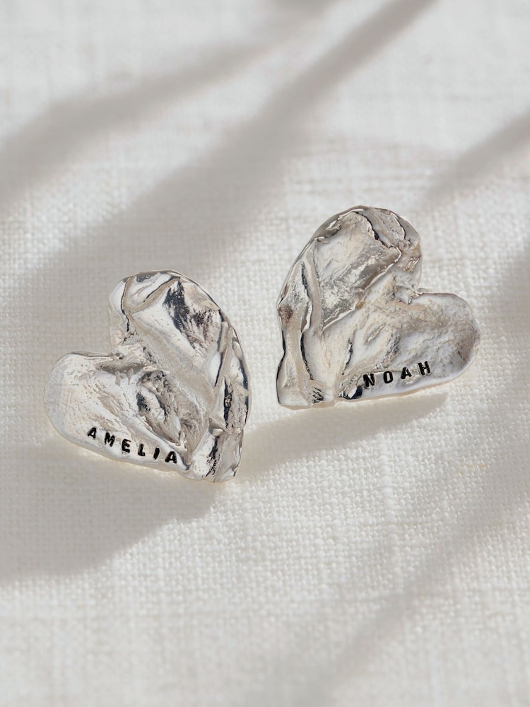 Personalised Fortune Heart Charm Earrings by Posh Totty Designs - Image 1 of 3 Personalised Fortune Heart Charm Earrings by Posh Totty Designs - Image 1 of 3