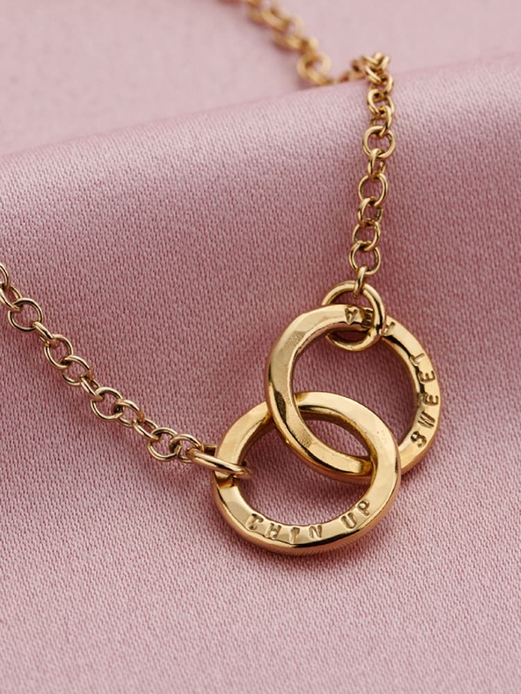 Posh Totty Designs Gold Tone Personalised Double Hoop Two Names Bracelet - Image 1 of 3
