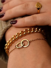 Posh Totty Designs Gold Tone Personalised Double Hoop Two Names Bracelet - Image 2 of 3