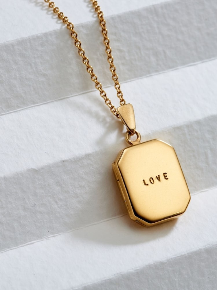 Personalised Rectangle Locket Necklace by Posh Totty Designs - Image 1 of 5
