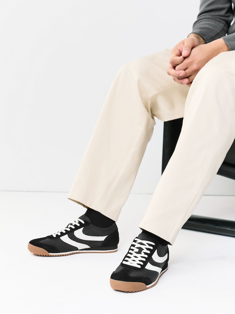 Black Low Profile Lace Up Trainers - Image 1 of 7