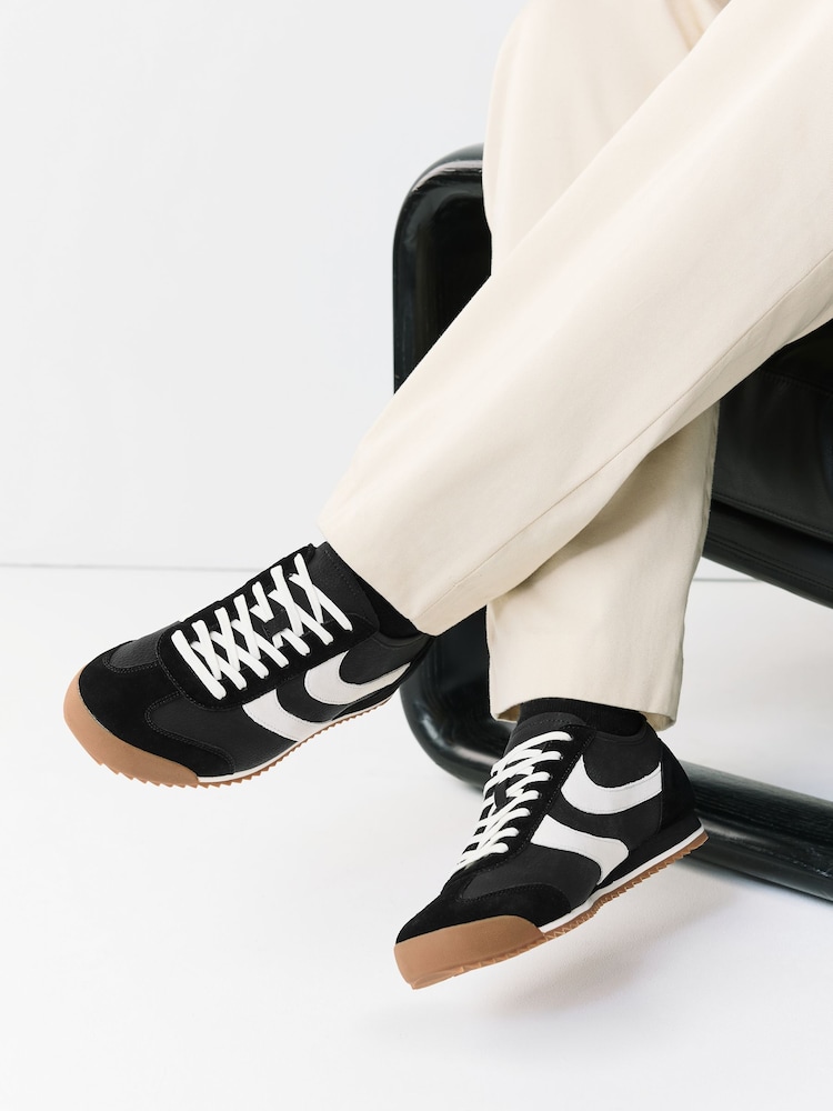 Black Low Profile Lace Up Trainers - Image 2 of 7