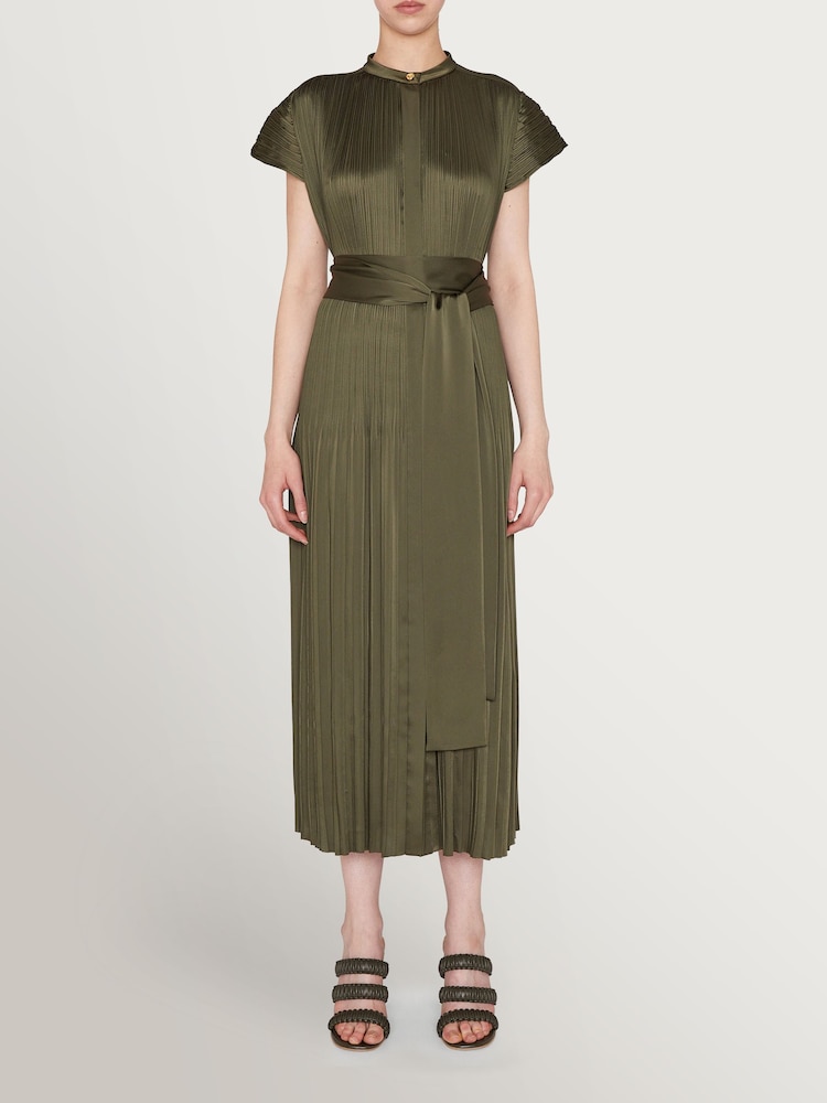Joseph Green Phare Silk Palm Leaf Plisse Dress - Image 1 of 2