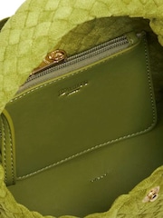 Dune London Green Dinkydeliberate Mini Woven Slouch Bag - Image 2 of 5