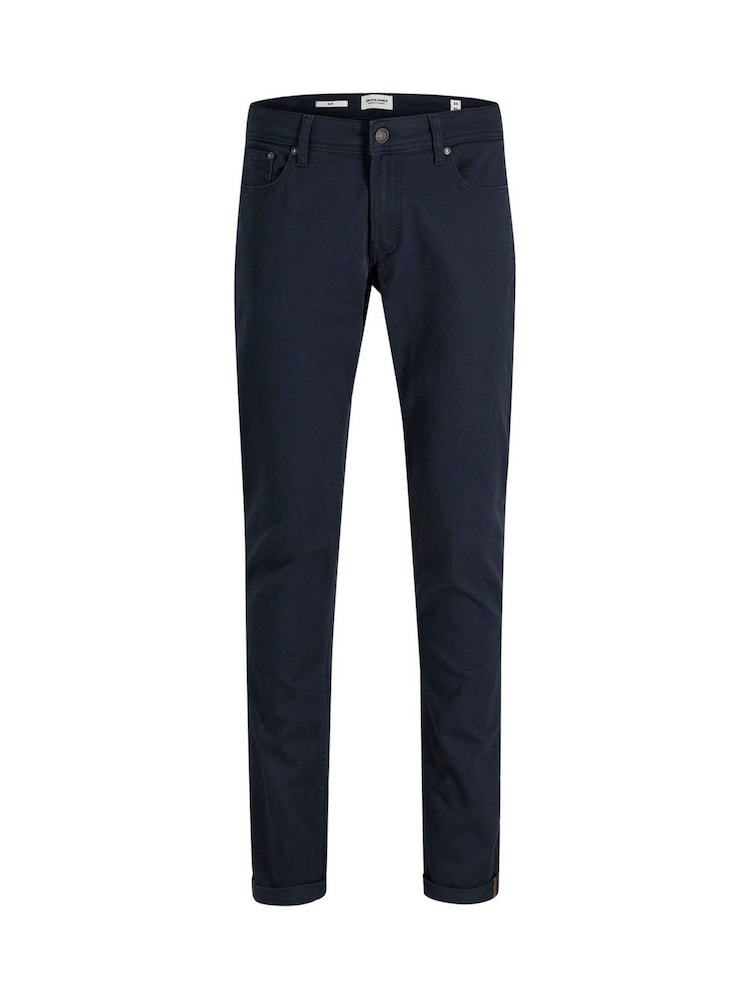 JACK & JONES Blue Glenn Slim Fit 5 Pocket Chino Trousers - Image 1 of 2