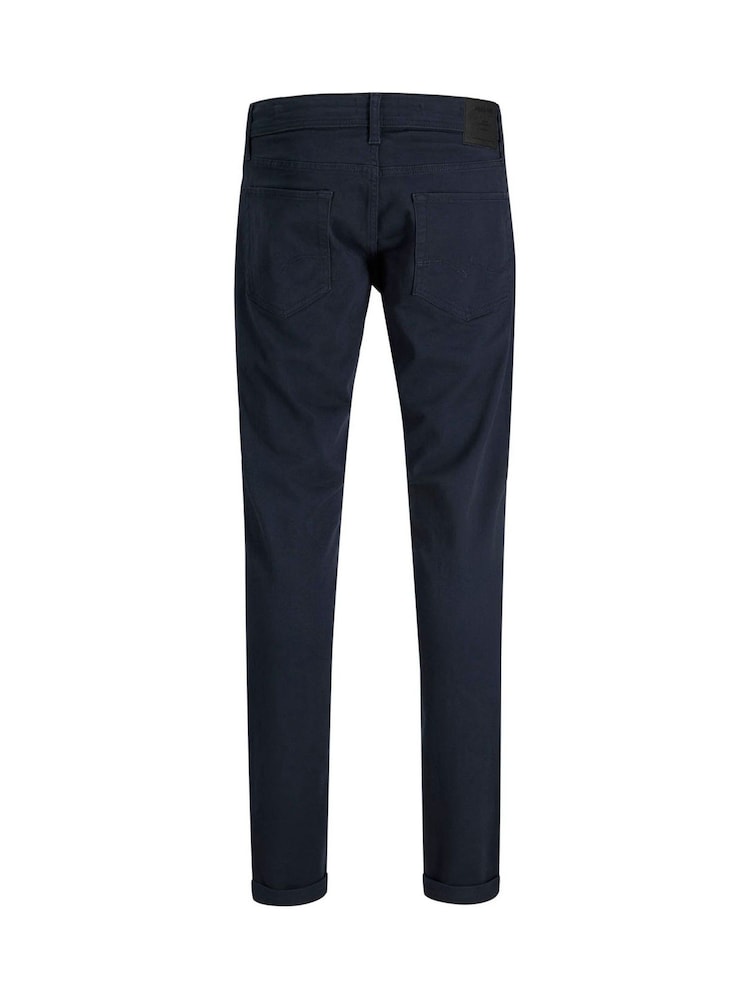 JACK & JONES Blue Glenn Slim Fit 5 Pocket Chino Trousers - Image 2 of 2