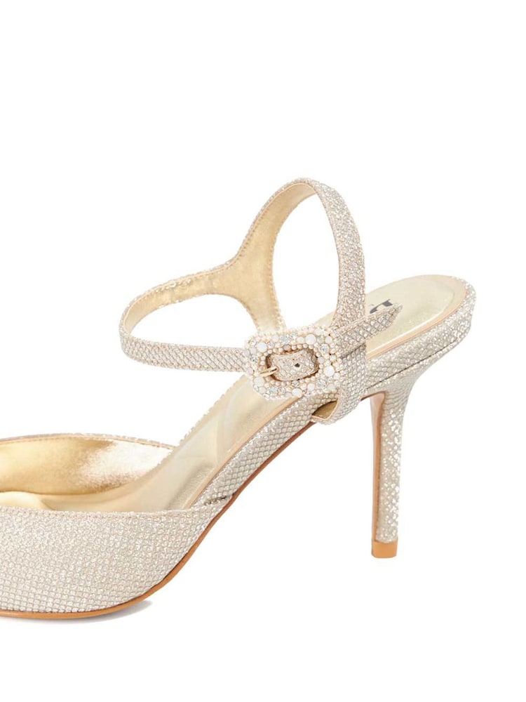 Dune London Gold Channel Y Back Open Court Heels - Image 6 of 6