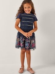 Monsoon Blue Unicorn Sequin Frill Dress - Image 1 of 4