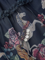 Monsoon Blue Unicorn Sequin Frill Dress - Image 4 of 4
