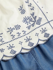 Monsoon Blue Embroidered Top and Scallop Shorts Set - Image 3 of 3