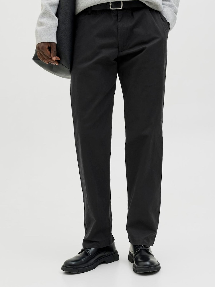 JACK & JONES Black Kane Relaxed Fit Chino Style Joggers - Image 1 of 7 JACK & JONES Black Kane Relaxed Fit Chino Style Joggers - Image 1 of 7