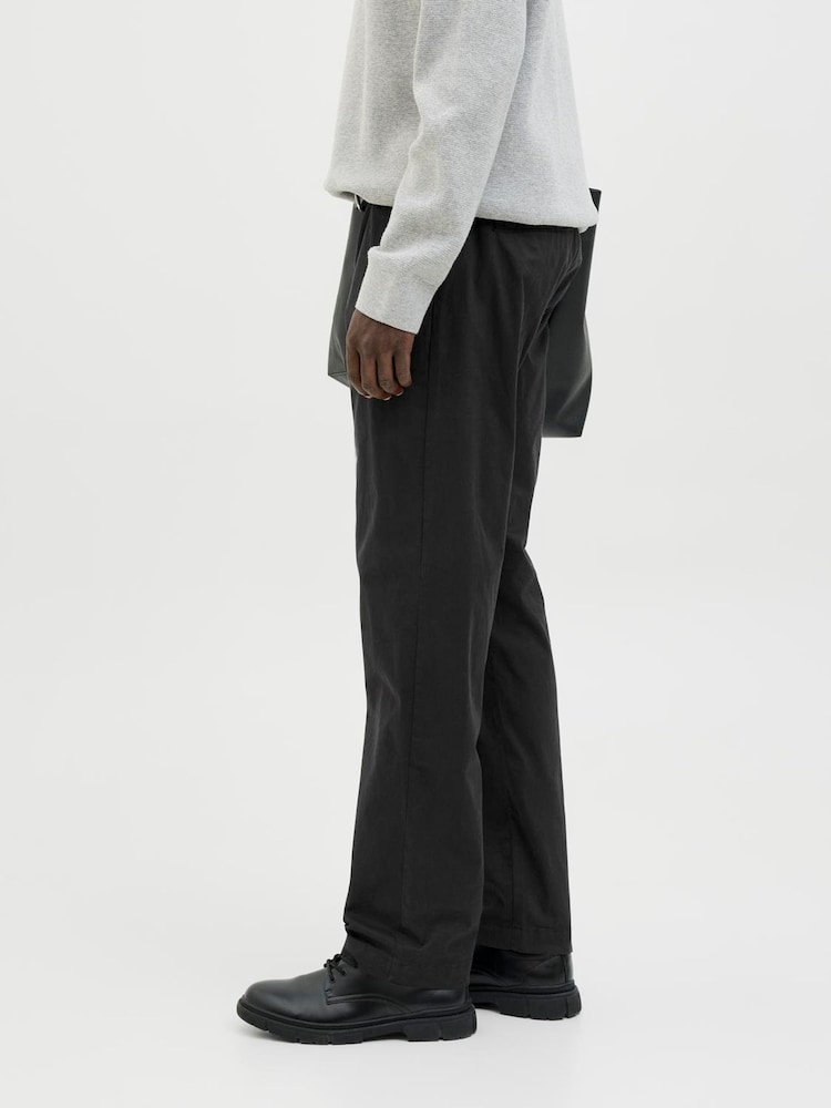 Pantaloni Chino Uomo Jack & Jones - Taglio Wide Leg, 100% Poliestere, Vita Media Con Cerniera