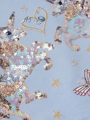 Monsoon Blue Unicorn Embellished Disco Dress - Image 3 of 3