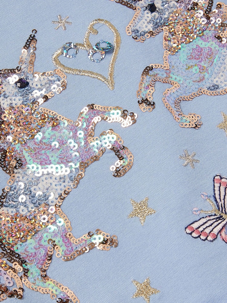 Monsoon Blue Unicorn Embellished Disco Dress - Image 3 of 3