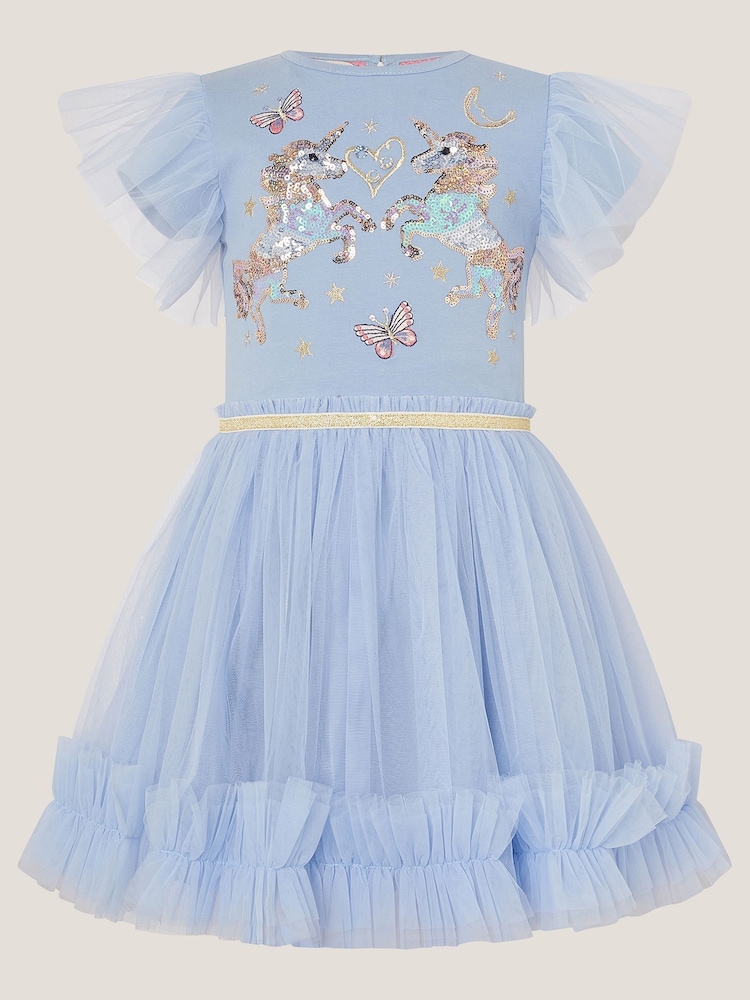 Buy Monsoon Blue Unicorn Embellished Disco Dress from Next USA Buy Monsoon Blue Unicorn Embellished Disco Dress from Next USA
